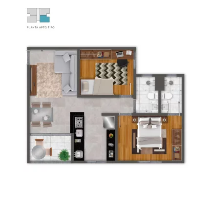 Imagem Apartamento 02 quartos, sendo 01 suíte - Apto 903 - Coração Eucarístico