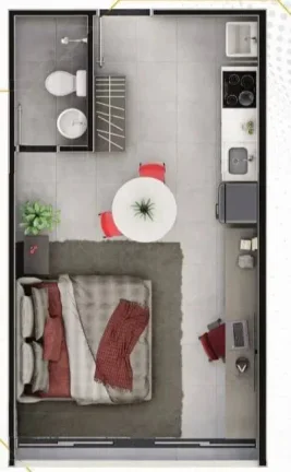 Imagem Studio à venda, no Collegiate Plus São João Del Rei, em São João Del Rei, Colinas del Rey, com 1 quarto, 22,17m2