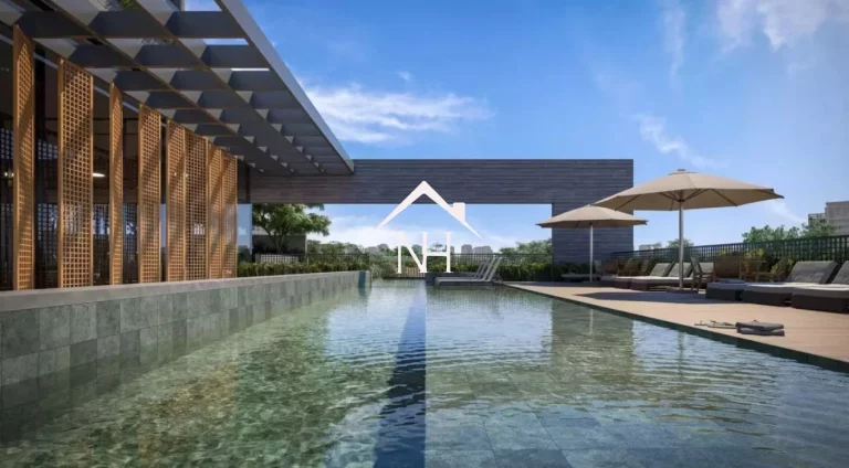 Imagem apartamento de 154m c/ 3 suites, terraço gourmet, hall privativo, depósito, 2 vagas, piscina, deck, solarium, sauna, salão de festas, churrasqueira